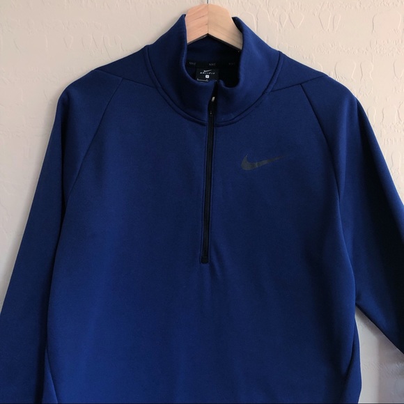 NIKE Dri-Fit Men’s Fleece Royal Blue Pullover quarter zip Sweater S - Picture 2 of 8